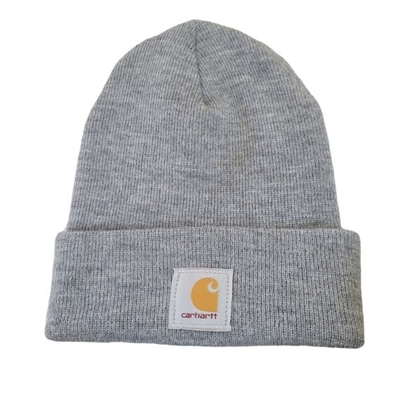 Carhartt Gray Foldover Beanie Hat One Size Unisex - Picture 1 of 4